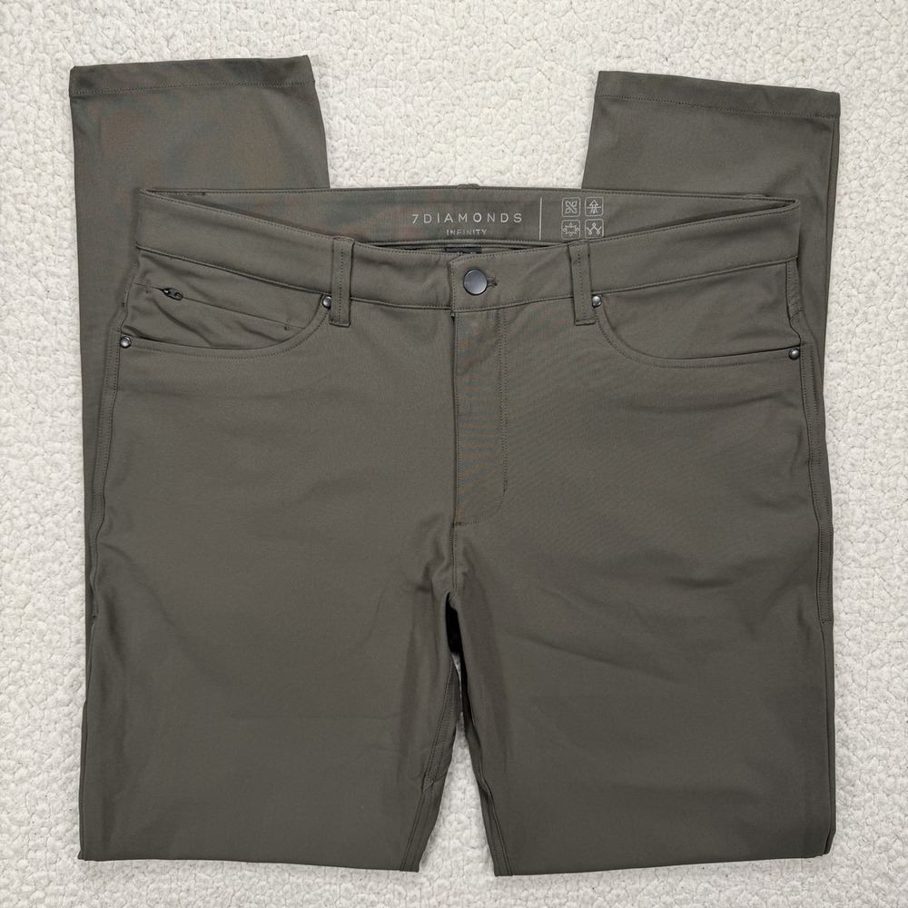 7Diamonds Infinity Pants Men's 34x32 (Actual 35x32) Olive Slim Casual
